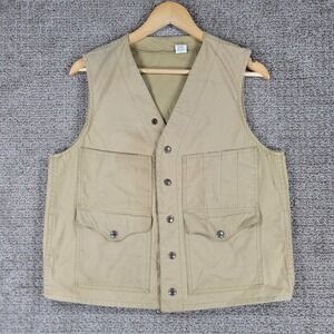 Vintage CC Filson Hunting Vest Mens Size 38 Tan‎ Lot 8 Tin Cloth Canvas